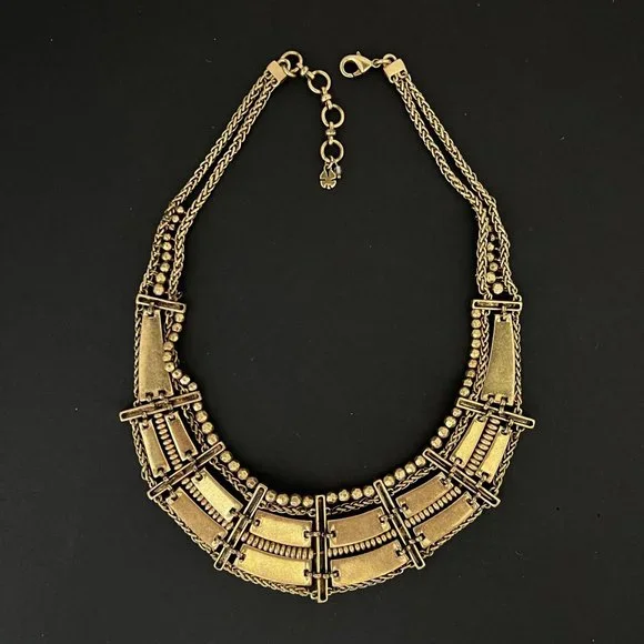 Lucky Brand Gold Statement Necklace Yellow Stone Cleopatra Goddess - Picture 5 of 9